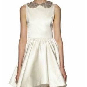 Alice + Olivia Ivory Dress Embellished Collar sz 0